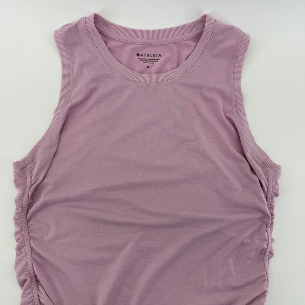 Athleta Womens Mauve Pink Ruched Side Racerback Tank Top Size M